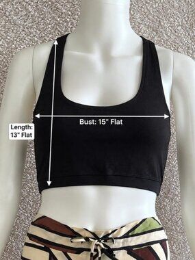 Thearah Black Organic Cotton Scoop Neck Bralette, Wide Straps Crop Top